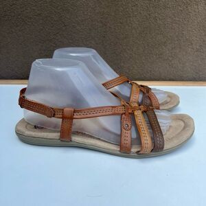 Earth Spirit Gelron Brown Leather Strappy Sandals Size 8 Iris Flats Sling Back